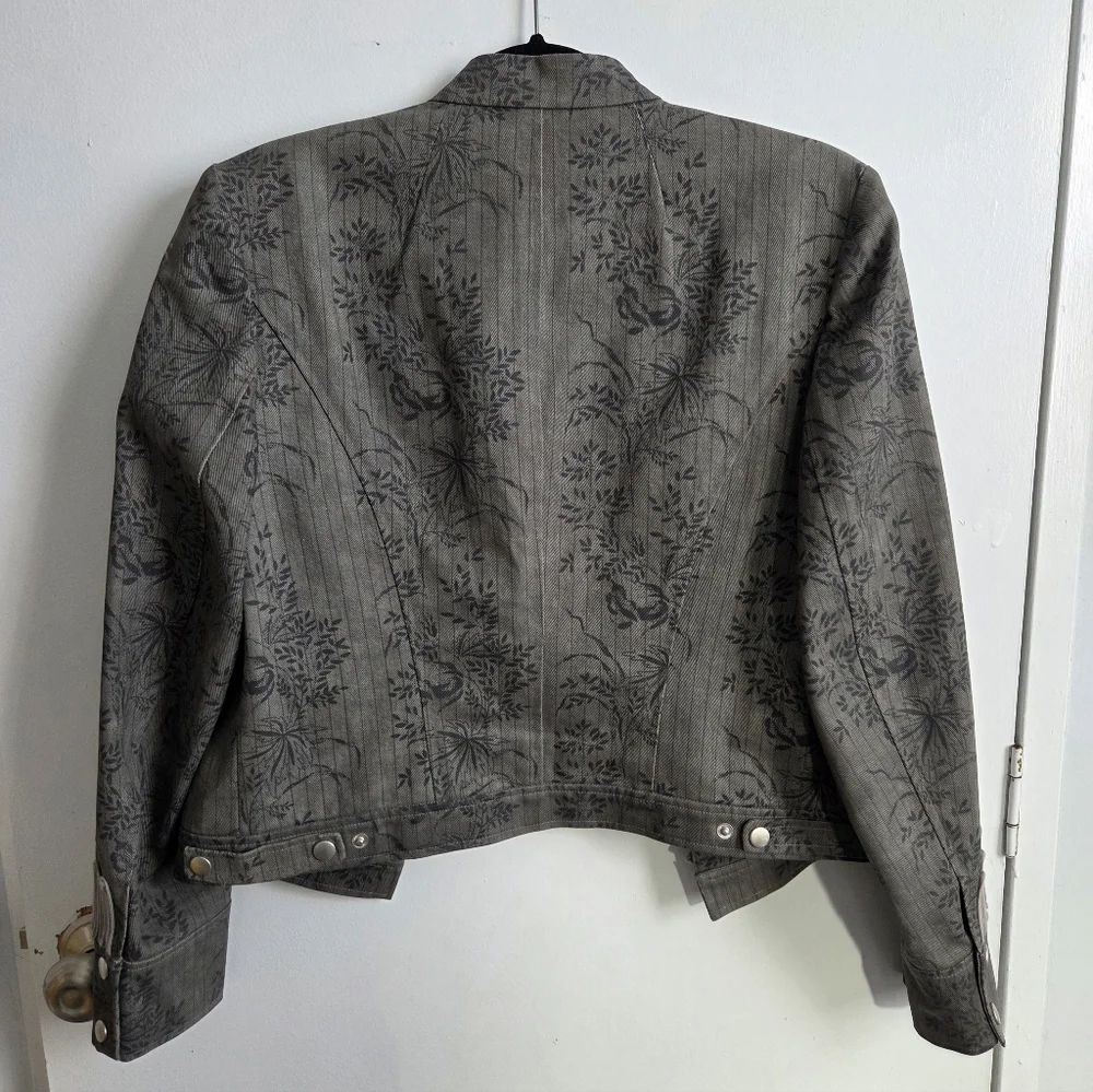 Hunt Club Charcoal Cotton Floral Military Blazer Jacket Women's Size Medium - Picture 3 of 16